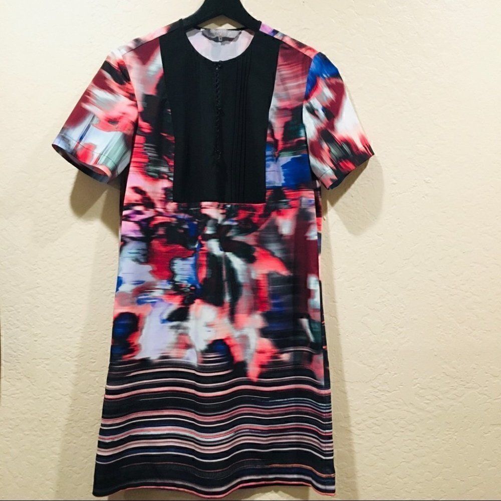 Clover Canyon Watercolor black dress Stripe Sm